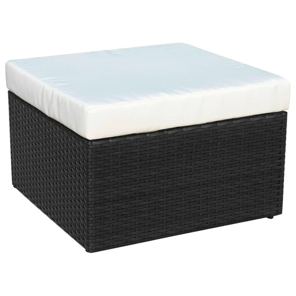 Gartensessel mit Hocker, Poly Rattan, Schwarz