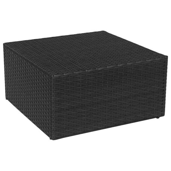 Gartensessel mit Hocker, Poly Rattan, Schwarz