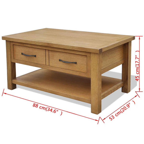 vidaXL Table basse 88x53x45 cm Bois de chêne massif