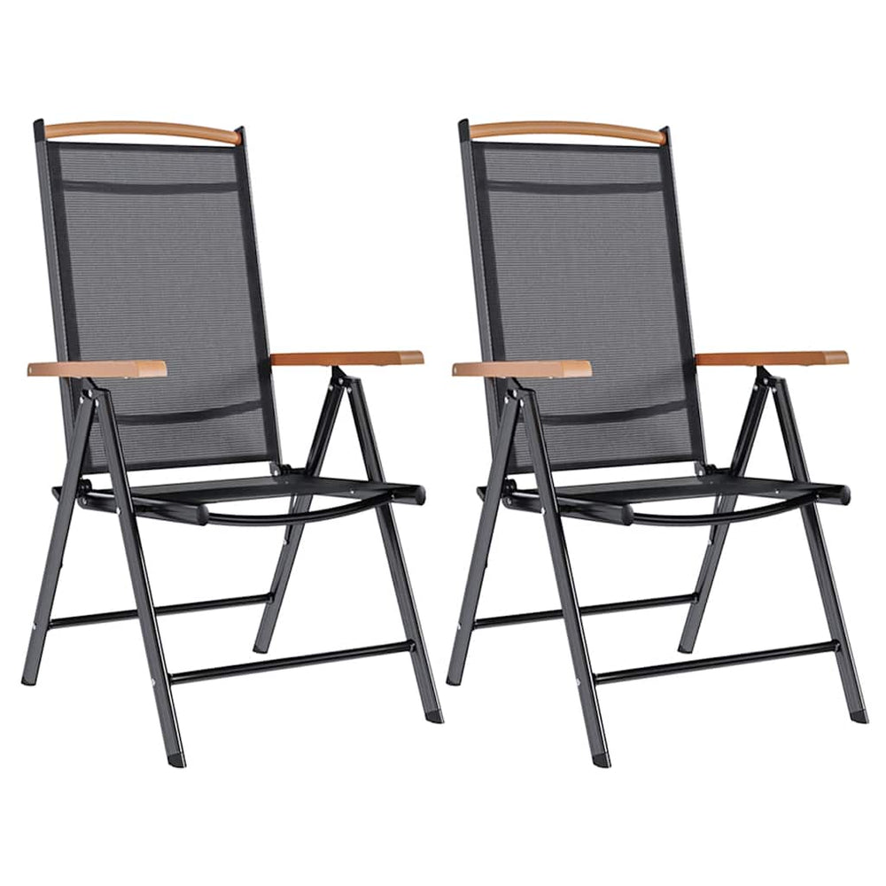 Klappbare Gartenstühle 2er Set Aluminium Textilene Schwarz