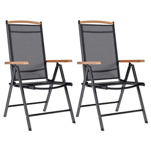 Klappbare Gartenstühle 2er Set Aluminium Textilene Schwarz
