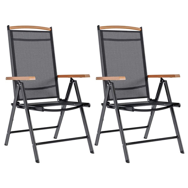 Klappbare Gartenstühle 2er Set Aluminium Textilene Schwarz