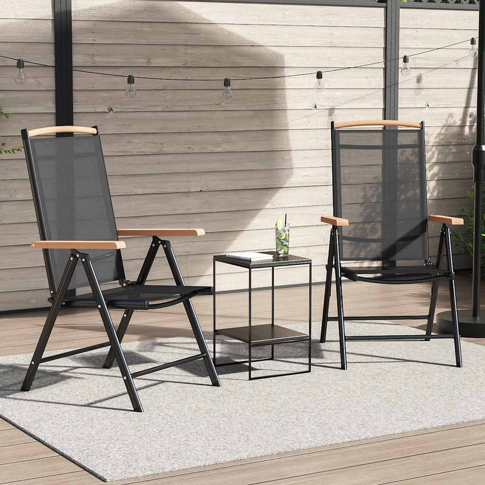 Klappbare Gartenstühle 2er Set Aluminium Textilene Schwarz