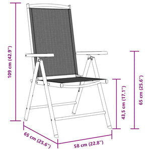 Klappbare Gartenstühle 2er Set Aluminium Textilene Schwarz