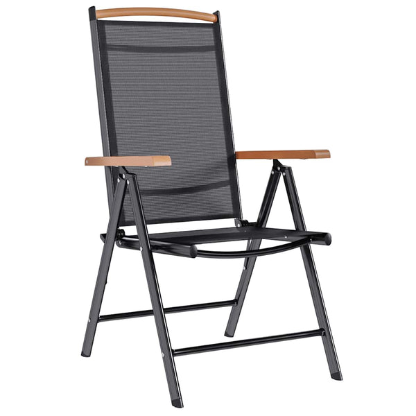 Klappbare Gartenstühle 2er Set Aluminium Textilene Schwarz