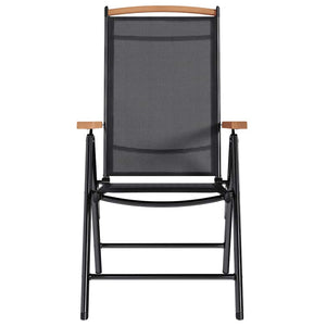 Klappbare Gartenstühle 2er Set Aluminium Textilene Schwarz