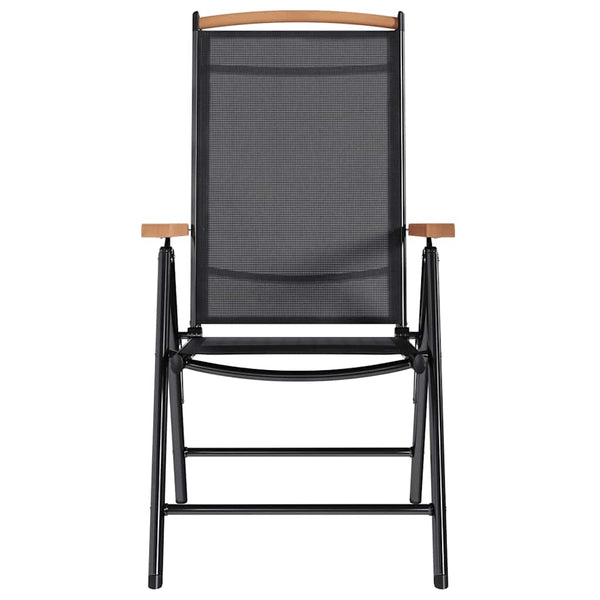 Klappbare Gartenstühle 2er Set Aluminium Textilene Schwarz