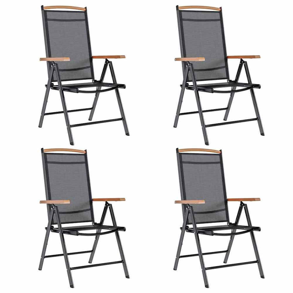 Klappbare Gartenstühle, 4er Set, Schwarz
