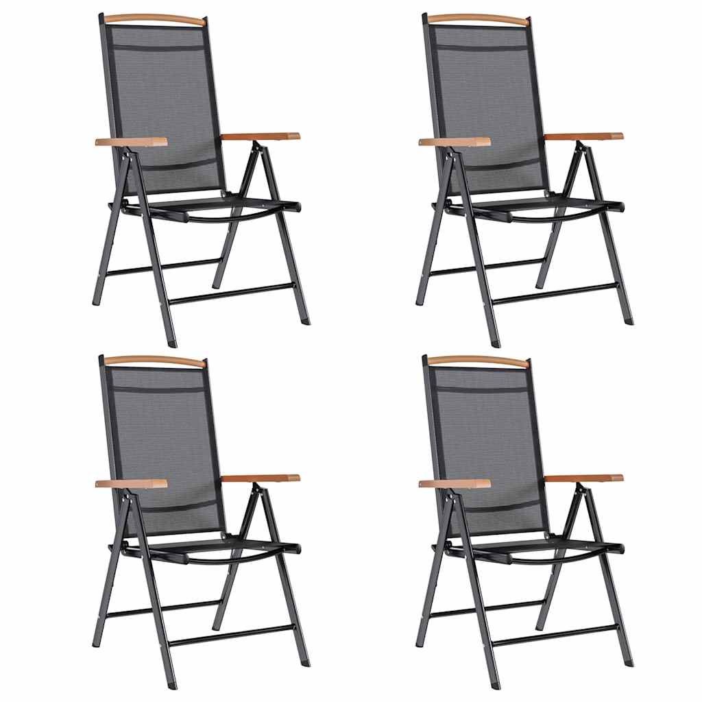 Klappbare Gartenstühle, 4er Set, Schwarz