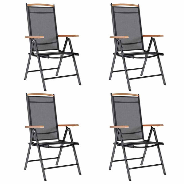 Klappbare Gartenstühle, 4er Set, Schwarz