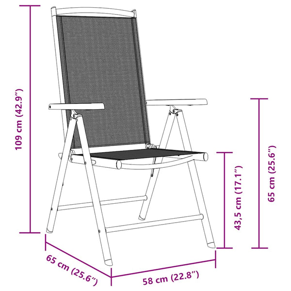 Klappbare Gartenstühle, 4er Set, Schwarz