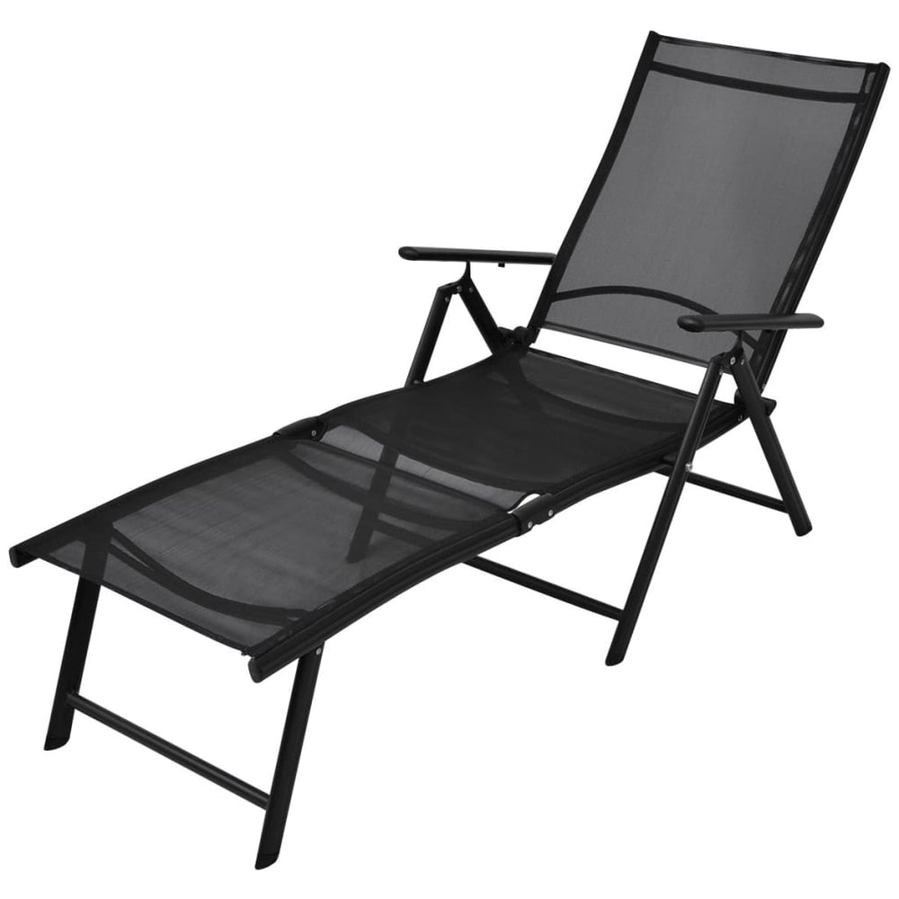 Klappbare Sonnenliege Aluminium Schwarz