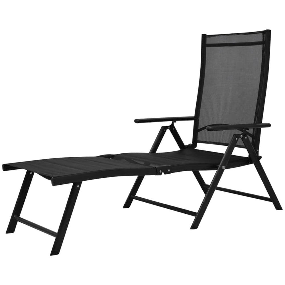 Klappbare Sonnenliege Aluminium Schwarz