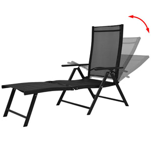 Klappbare Sonnenliege Aluminium Schwarz