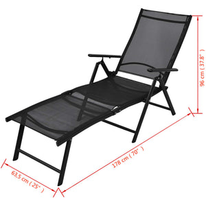 Klappbare Sonnenliege Aluminium Schwarz