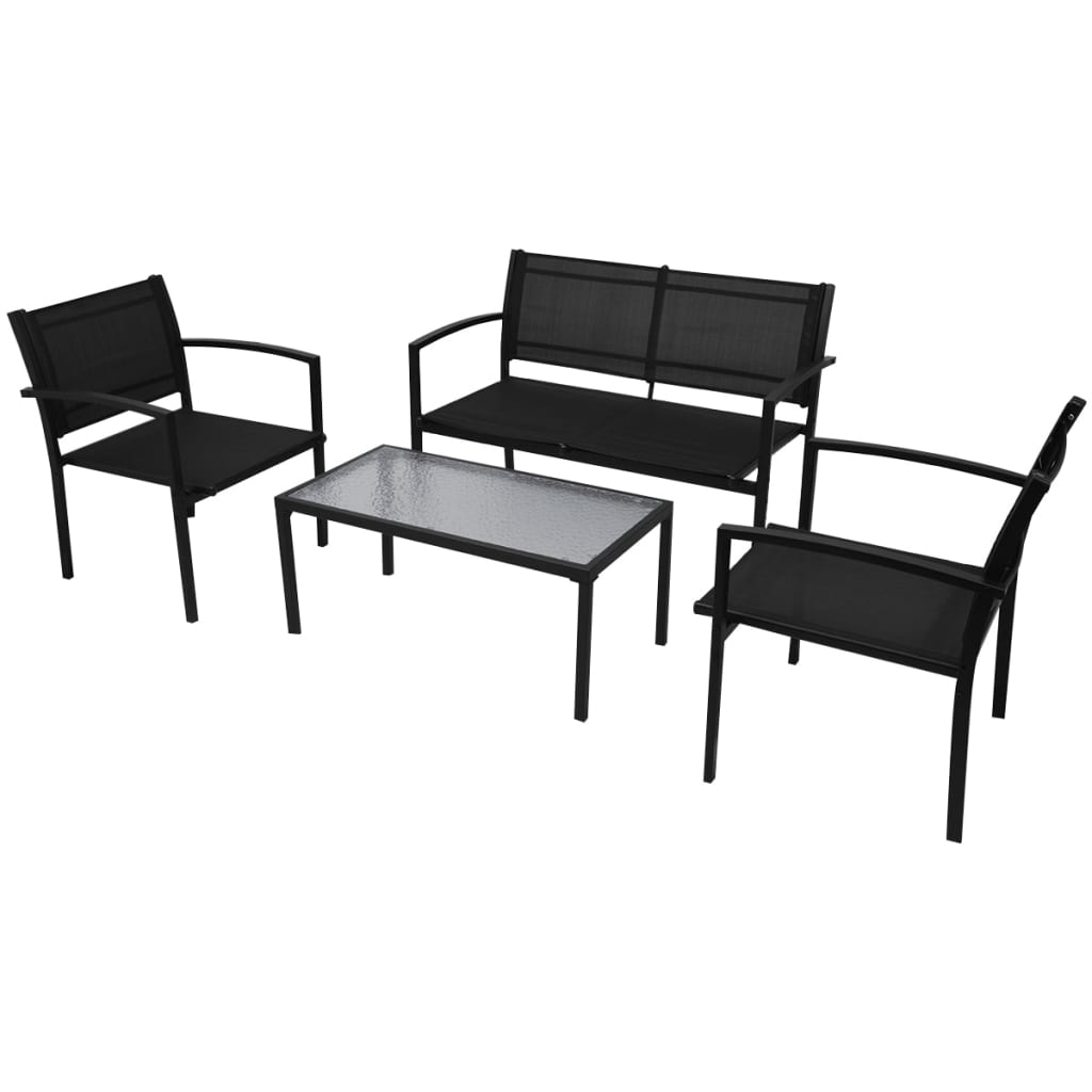 4-tlg. Garten Lounge Set Schwarz