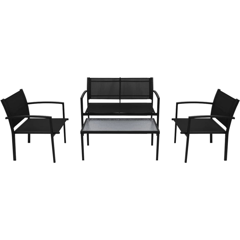 4-tlg. Garten Lounge Set Schwarz