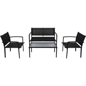 4-tlg. Garten Lounge Set Schwarz