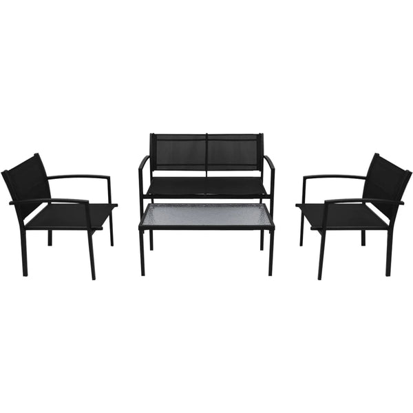 4-tlg. Garten Lounge Set Schwarz