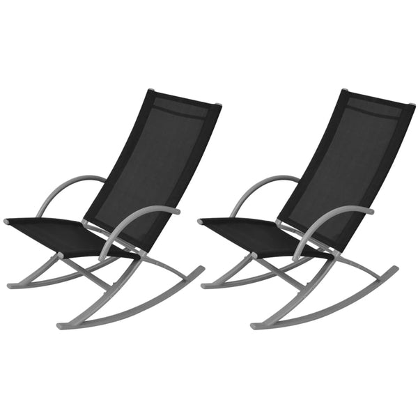Garten Schaukelstühle 2er Set Schwarz