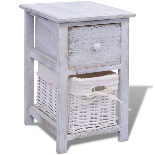 vidaXL Table de chevet en bois blanc