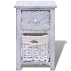 vidaXL Table de chevet en bois blanc