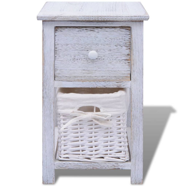 vidaXL Table de chevet en bois blanc
