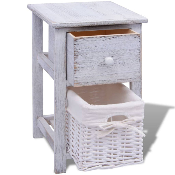 vidaXL Table de chevet en bois blanc