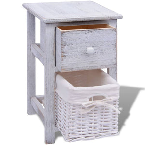 vidaXL Table de chevet en bois blanc