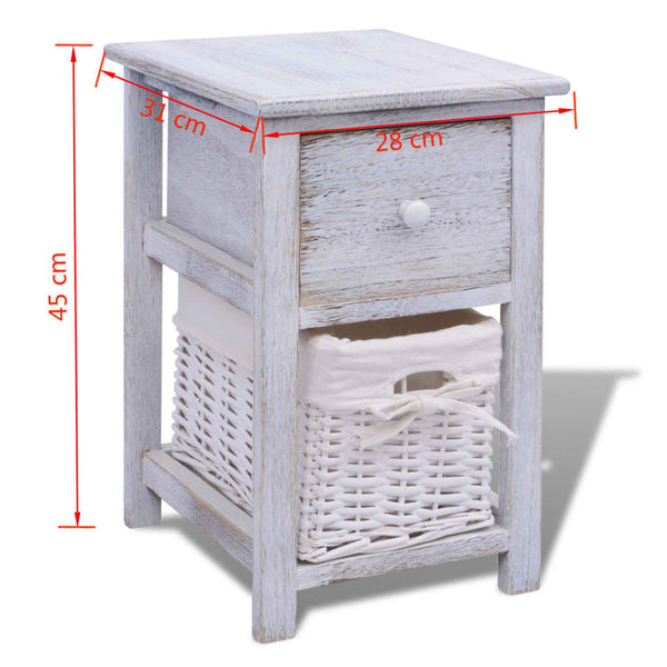 vidaXL Table de chevet en bois blanc