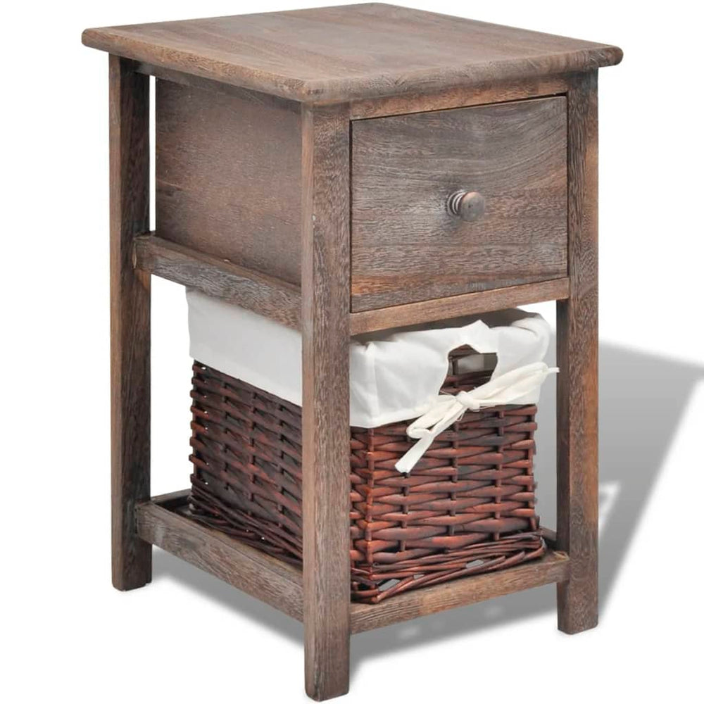 Nachttisch Holz Braun mit Korb