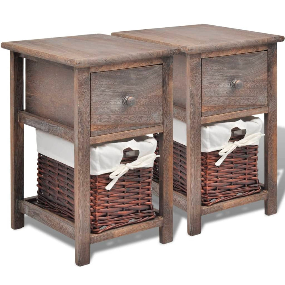 Nachttische 2er Set Holz Braun