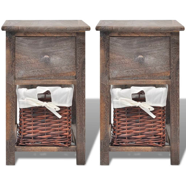 Nachttische 2er Set Holz Braun
