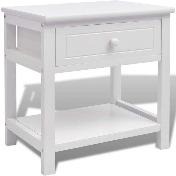 vidaXL Table de chevet en bois blanc