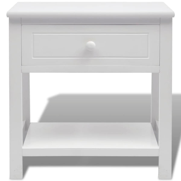 vidaXL Table de chevet en bois blanc