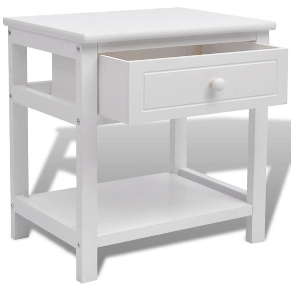 vidaXL Table de chevet en bois blanc