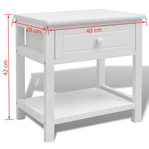 vidaXL Table de chevet en bois blanc