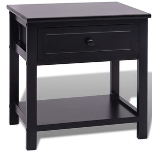 vidaXL Table de chevet en bois noir