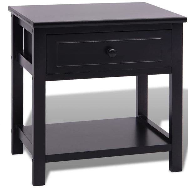 vidaXL Table de chevet en bois noir