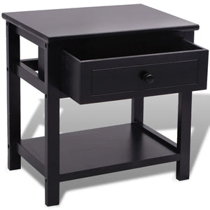 vidaXL Table de chevet en bois noir