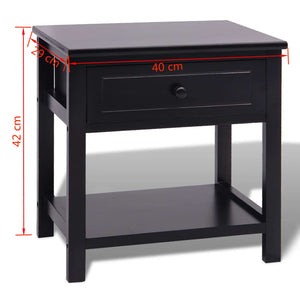 Schwarzer Nachttisch aus Holz