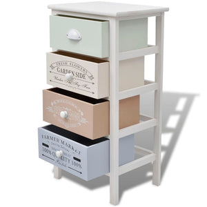 Beistellschrank Holz mit 4 Schubladen