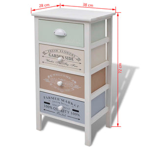Beistellschrank Holz mit 4 Schubladen