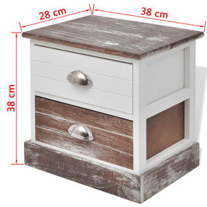 Nachttische 2 Stk. Braun und Weiß