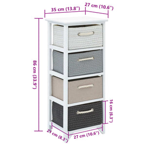 vidaXL Meuble d'appoint avec 4 paniers en bois