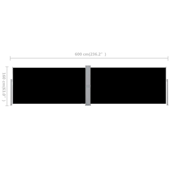 Ausziehbare Seitenmarkise, 160x600 cm, Schwarz