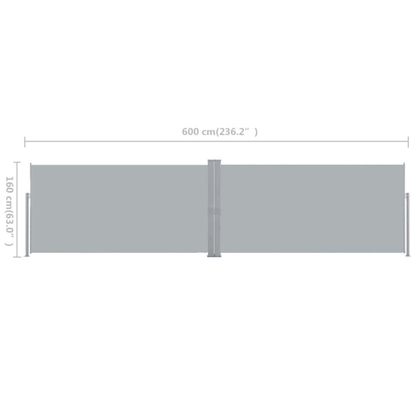 Ausziehbare Seitenmarkise, 160x600 cm, Grau
