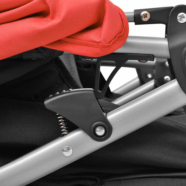 vidaXL Poussette double en acier rouge et noir