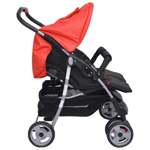 Zwillingskinderwagen Rot & Schwarz