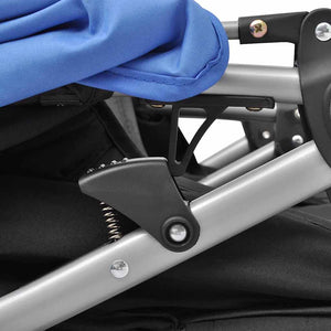 vidaXL Poussette double en acier bleu et noir